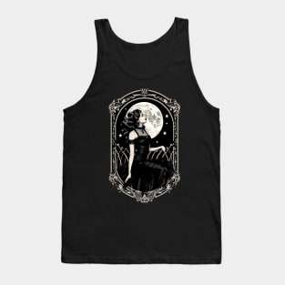 Gothic Vintage Witch and Moon Tank Top